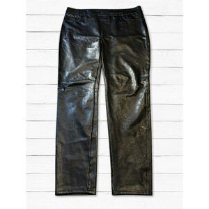 Spanx Faux‎ Leather Leggings Black Tall 1X/1XT Pull On Slimming Moto Biker Pants
